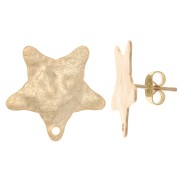 18x19mm Hammered Star Stud Earrings - Fine Gold Plated x2|raw }}