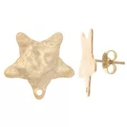 18x19mm Hammered Star Stud Earrings - Fine Gold Plated x2