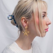 34x36mm Hammered star pendant - Fine Gold Plated x1