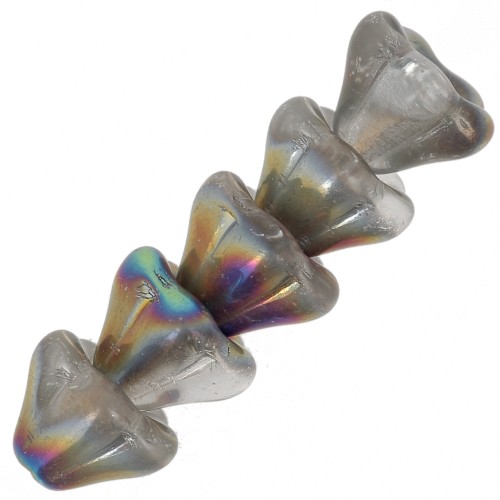 6x8mm flower Glass beads - Crystal Vitrail mat x10