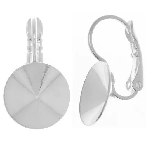 leverback earrings for 12mm PureCrystal 1122 cabochon - Silver Tone x2