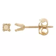 EarStuds 4 prongs for 3mm cabochon- Gold Filled x2