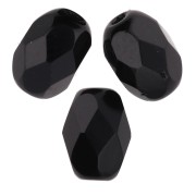Faceted olive-shaped beads, 6x4 mm - Jet  x25