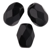 Faceted olive-shaped beads, 6x4 mm - Jet  x25