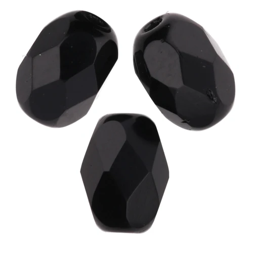 Faceted olive-shaped beads, 6x4 mm - Jet x25