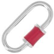 18x9mm 925 Sterling Silver Oval screw clasp - Coral Epoxy Resin x1