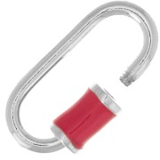 18x9mm 925 Sterling Silver Oval screw clasp - Coral Epoxy Resin x1