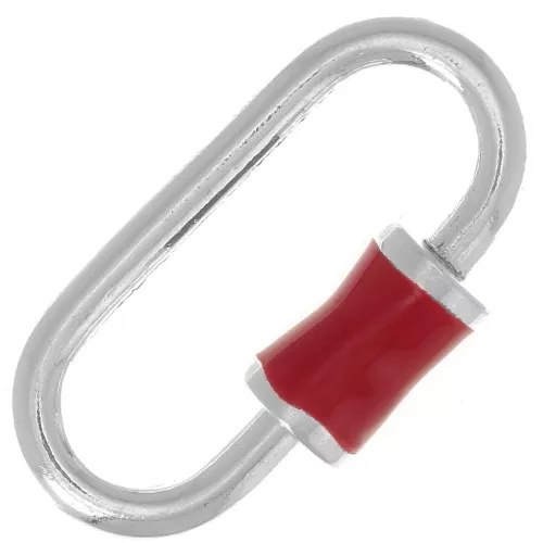 18x9mm 925 Sterling Silver Oval screw clasp - Red Epoxy Resin x1