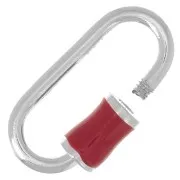 18x9mm 925 Sterling Silver Oval screw clasp - Red Epoxy Resin x1