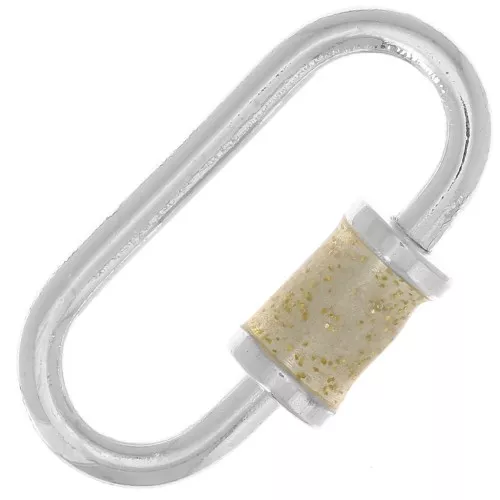 18x9mm 925 Sterling Silver Oval screw clasp - Beige Epoxy Glitter x1