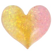 17x20mm Transparent resin heart cabochon - Orange glitter - Pink x1|raw }}
