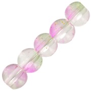 6mm Round glass beads - Transparent - Green - Pink - Gold x10|raw }}