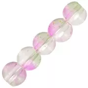 6mm Round glass beads - Transparent - Green - Pink - Gold x10