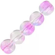 6mm Round glass beads - Transparent - Blue - Purple - Gold x10
