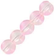 6mm Round glass beads - Transparent - Pink - Gold x10|raw }}