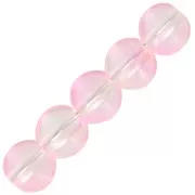 6mm Round glass beads - Transparent - Pink - Gold x10