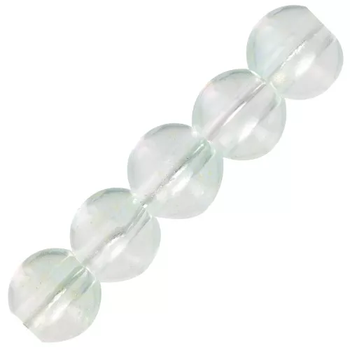 6mm Round glass beads - Transparent - Gold x10