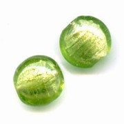 Silver foil flat rounds 14mm Light Olivine x4|raw }}