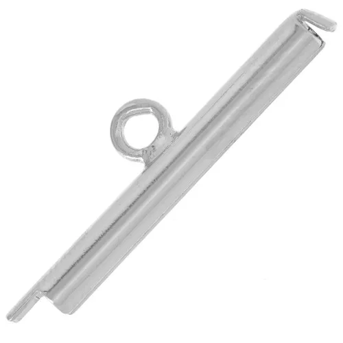 20mm Miyuki seed bead & Delica weaving slide end tube - silver Tone x1