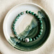 6mm Round gemstone beads - Green African Jade x15