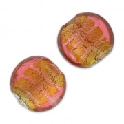 Silver foil flat rounds 14mm Rose/Topaz x4|raw }}