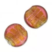 Silver foil flat rounds 14mm Rose/Topaz x4