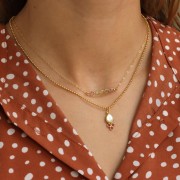 18x7mm gemstone drop Pendant - Fine gold Plated - imitates Emerald & Chalcedony x1