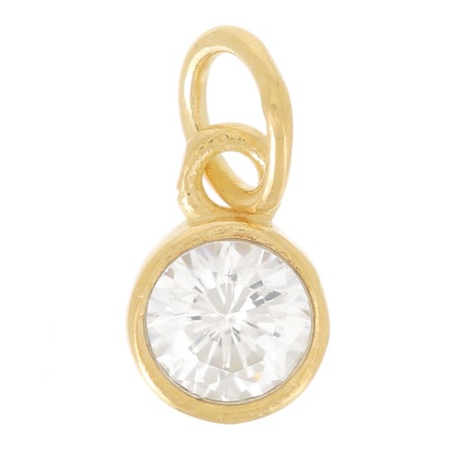 5mm Pendant with Perpendicular Ring with Zirconium Oxide - Fine Gold-plated x1