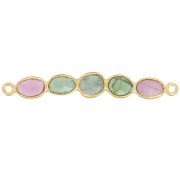 29x4mm gemstone bar spacer - Fine Gold plated - Tourmaline x1