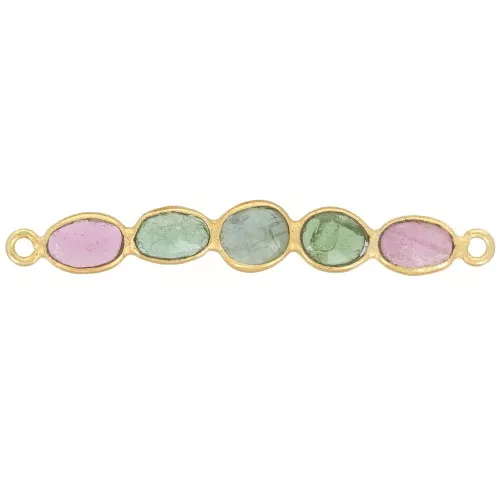 29x4mm gemstone bar spacer - Fine Gold plated - Tourmaline x1