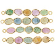 29x4mm gemstone bar spacer - Fine Gold plated - Tourmaline x1