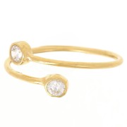 Fine adjustable double ring with zirconium oxides S50 to SS56 - Fine gold x1|raw }}