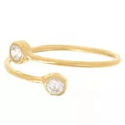 Fine adjustable double ring with zirconium oxides S50 to SS56 - Fine gold x1
