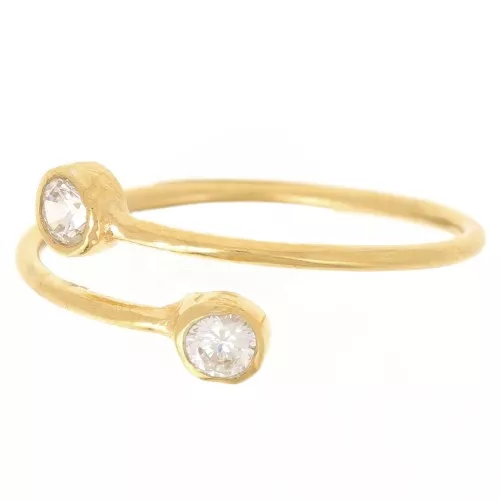 Fine adjustable double ring with zirconium oxides S50 to SS56 - Fine gold x1