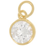 7mm Perpendicular Ring Pendant with Zirconium Oxide - Fine Gold plated x1