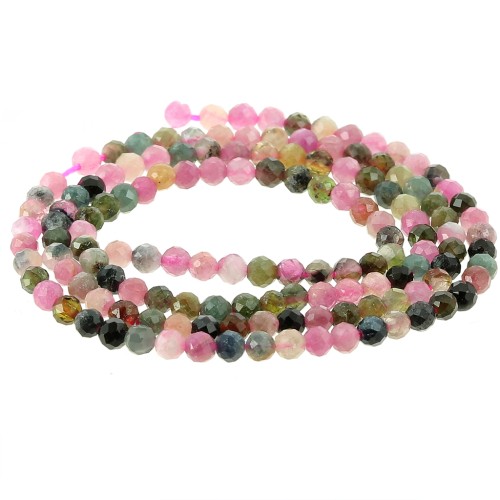 Round faceted 3.5 mm gemstone beads - Tourmaline x39cm