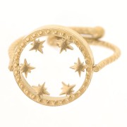 316L stainless steel Adjustable round ring - star - 10 mm flat cabochon - Gold x1|raw }}
