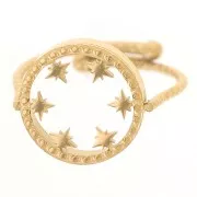 316L stainless steel Adjustable round ring - star - 10 mm flat cabochon - Gold x1