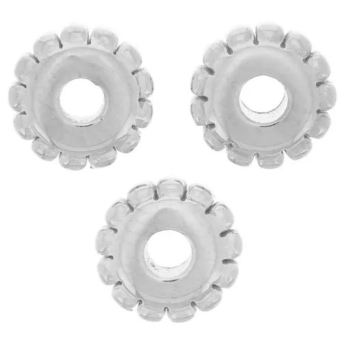 5mm 304L stainless steel Roundel beads with small balls x5