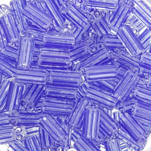 7x3.5mm Striped tube beads - Preciosa Ornela Rola - Crystal transparent Blue x5g
