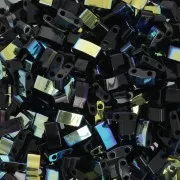 5x2.3x1.9mm Miyuki Half Tila Beads HTL-257 - Jet AB x10g