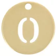 Breloque ronde 12 mm - chiffre 0 - Acier inoxydable 304 Doré x1