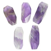 20x12mm Hexagonal tube bead in Amethyst gemstone x1