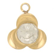 9x7mm Stainless steel 316L 3 petals flower Charm with zirconium oxide - Gold x1|raw }}