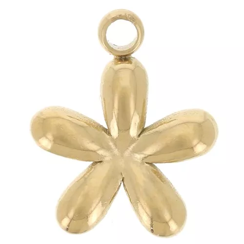 8mm 304L stainless steel Flower charm - Gold x1