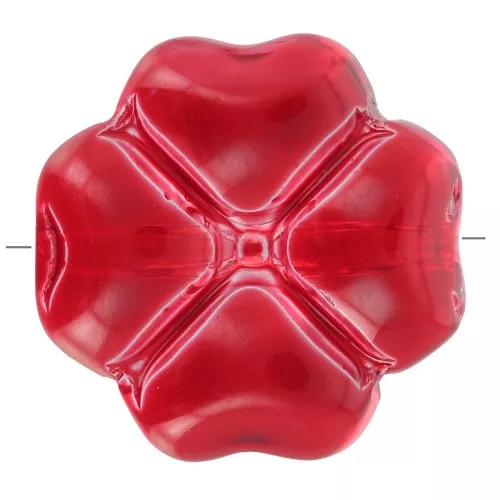 10mm glass clover bead - Red x4