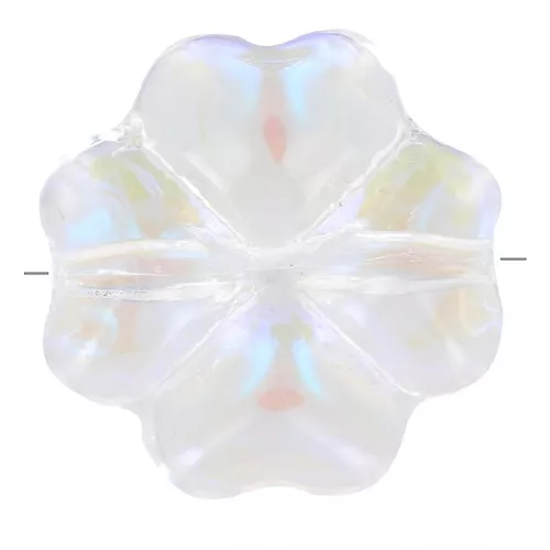 10mm glass clover bead - Transparent AB effect x4