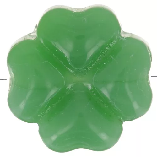 10mm glass clover bead - Green imitation jade x4