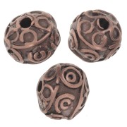Flattened round beads 8x7 mm - arabesque patterns - - Aged copper x5|raw }}