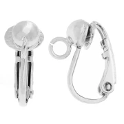 Ball ear clips 15x5 mm with open hoop - Silver x2